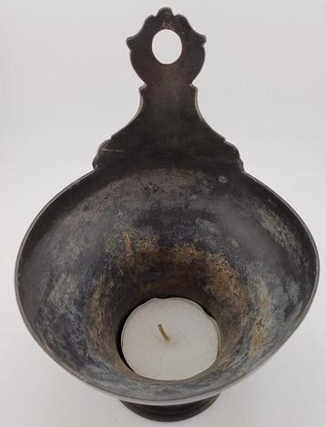 Vintage Tinnen Kandelaar beschikbaar voor biedingen