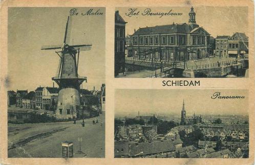 (388-533-035) Schiedam Molen Beursgebouw Panorama, Verzamelen, Ansichtkaarten | Nederland, Zuid-Holland, Verzenden