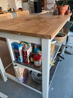 IKEA Tornviken Keukeneiland + 2 Rotan Barkrukken, Huis en Inrichting, Ophalen of Verzenden, Gebruikt, Inclusief barstoelen