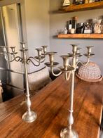 2 kandelaars hoog mat zilver rvs, Antiek en Kunst, Ophalen of Verzenden, Zilver