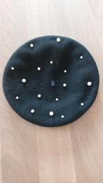Zwarte alpino baret met parels, Ophalen of Verzenden, Zo goed als nieuw, One size fits all