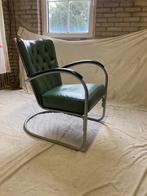 Vintage Jaren '50 Gispen 412 GE Mat Chroom Fauteuil Groen, Ophalen, Minder dan 75 cm, Zo goed als nieuw, Metaal