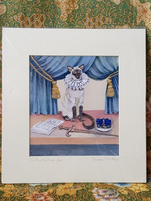 Mooie originele Engelse litho van poes of kat 27-29 cm., Antiek en Kunst, Kunst | Litho's en Zeefdrukken, Ophalen of Verzenden