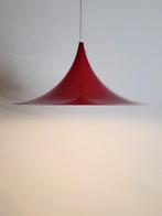 Set van 2 vintage xl Semi of trompet hanglampen in diep rood, Ophalen, Deens design, Mid century Modern, Vintage design, Gebruikt