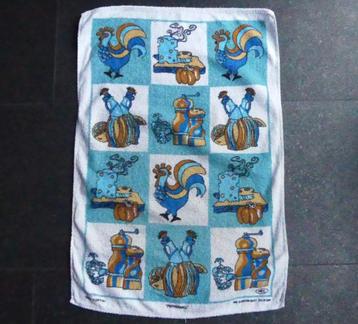 Vintage handdoek Peppermill blauw wit bloemdecor beschikbaar voor biedingen