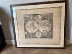 Wereldkaart ingelijst, Antiek en Kunst, Curiosa en Brocante, Ophalen of Verzenden