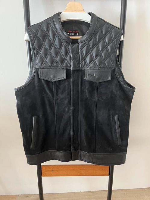 Biker leren vest Nubuck met rits maat 2xl (valt als Xl), Motoren, Kleding | Motorkleding, Jas | leer, Heren, Tweedehands, Verzenden
