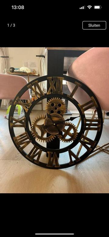 Wandklok industrieel goud zwart 60 cm beschikbaar voor biedingen