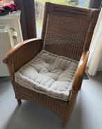 Rieten stoel, Ophalen, Gebruikt, Bruin, Hout