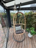 Rotan Hangstoel met Kussens, Huis en Inrichting, Ophalen, Bruin, Riet of Rotan, Zo goed als nieuw