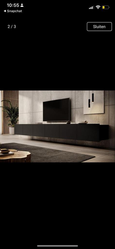 Zwevend TV Meubel Zwart - 3 Meter - Zo Goed Als Nieuw, Huis en Inrichting, Kasten | Televisiemeubels, Zo goed als nieuw, Minder dan 100 cm
