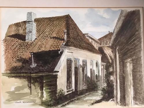 Wevershuisje Almelo aquarel, Huis en Inrichting, Woonaccessoires | Schilderijen, Tekeningen en Foto's, Schilderij, Minder dan 50 cm