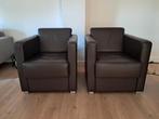 GRATIS 2 donkerbruine fauteuils, Huis en Inrichting, Fauteuils, Ophalen, Gebruikt, 75 tot 100 cm, Leer