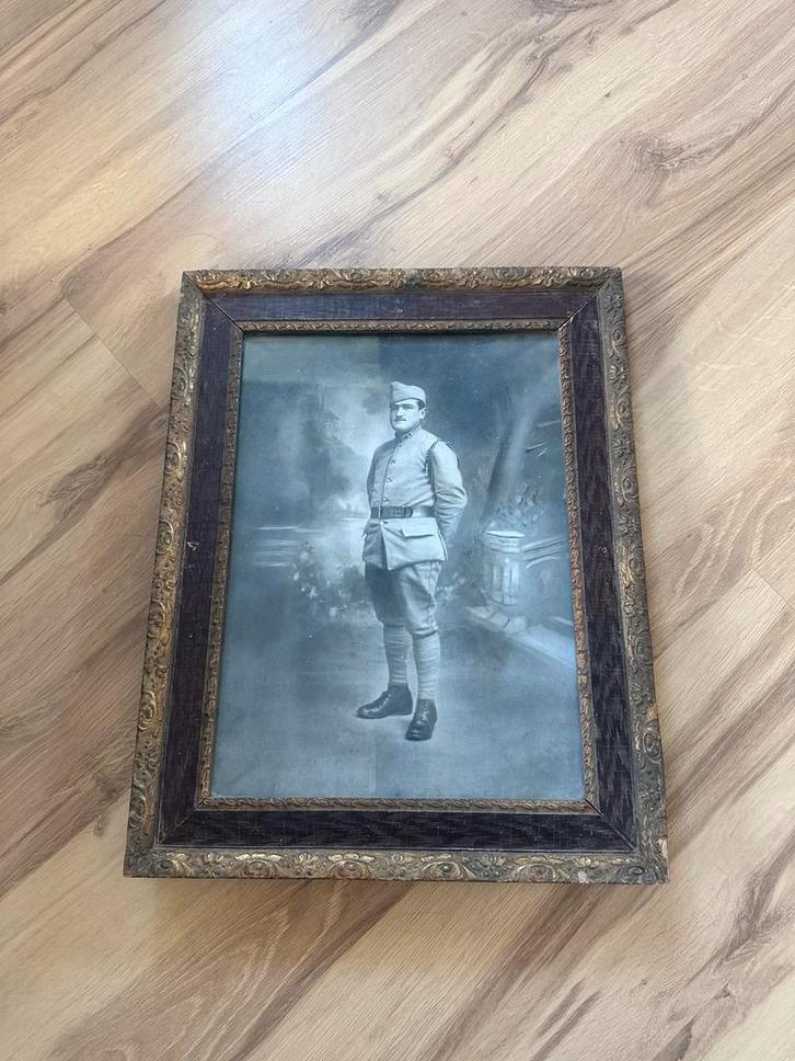 Oude afbeelding in lijst uit Frankrijk militaire uniform, Antiek en Kunst, Kunst | Tekeningen en Foto's, Ophalen