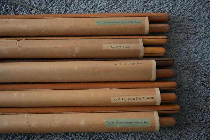 Zes schoolplaten vaderlandse geschiedenis (103 x 70), Antiek en Kunst, Antiek | Schoolplaten, Geschiedenis, Ophalen