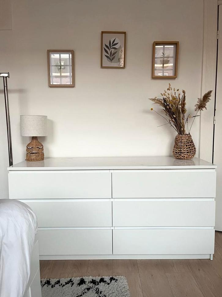 IKEA Malm Ladekast - Wit, Huis en Inrichting, Kasten | Ladekasten, Gebruikt, Minder dan 100 cm, 100 tot 150 cm, 25 tot 50 cm, Overige materialen