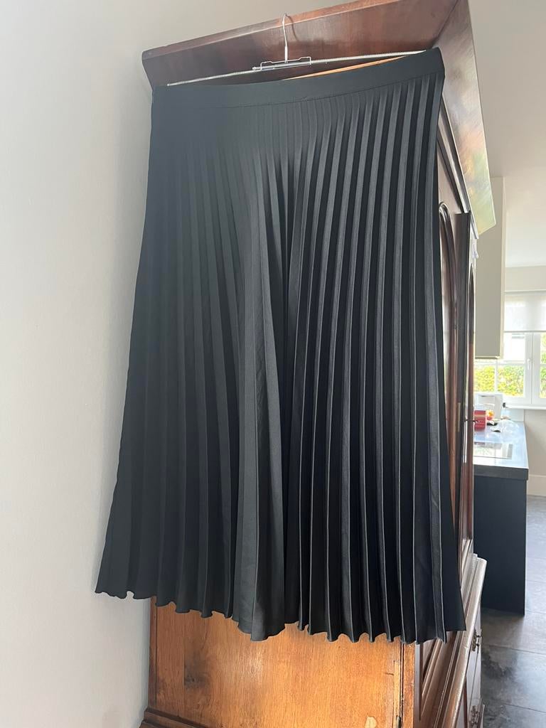 Zara zwarte plissé rok maat xl, Maat 46/48 (XL) of groter, Ophalen of Verzenden, Gedragen, Onder de knie