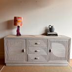 Mid Century rotan bamboe sideboard dressoir vintage, 25 tot 50 cm, Ophalen of Verzenden