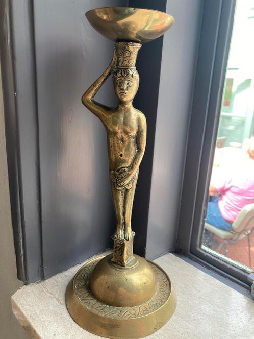 Kandelaar Adam Brons Messing 19e eeuw, Antiek en Kunst, Curiosa en Brocante, Verzenden