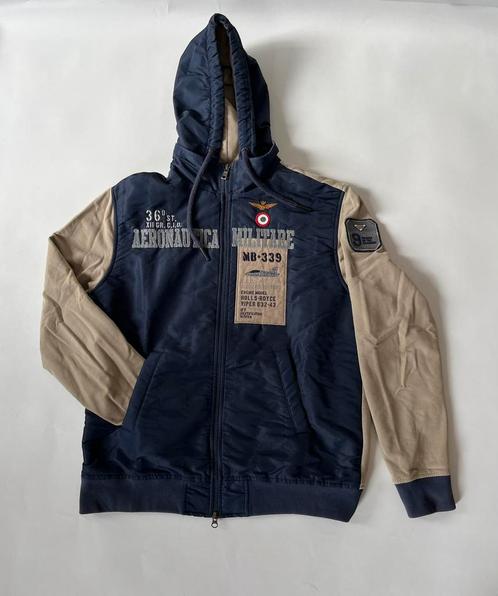 Aeronautica Militare hoodievest, blauw/ bruin, maat XXL, Kleding | Heren, Truien en Vesten, Zo goed als nieuw, Overige maten, Blauw