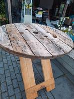 Statafels  biertafels haspel in hoogte verstelbaar, Ophalen, Gebruikt, Rond, Hout