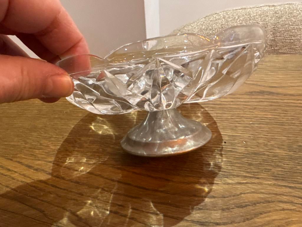 Glazen Bonbon schaaltje op voet, Ophalen of Verzenden