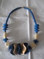 Blauw witte houten ketting bijzonder als nieuw, Ophalen of Verzenden, Zo goed als nieuw, Blauw, Overige materialen