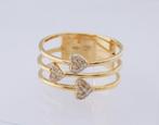 Brede 14 karaat Gouden Hart Ring Damesring Hartjes M18.5, Sieraden, Tassen en Uiterlijk, Ringen, 18 tot 19, Nieuw, Ophalen of Verzenden