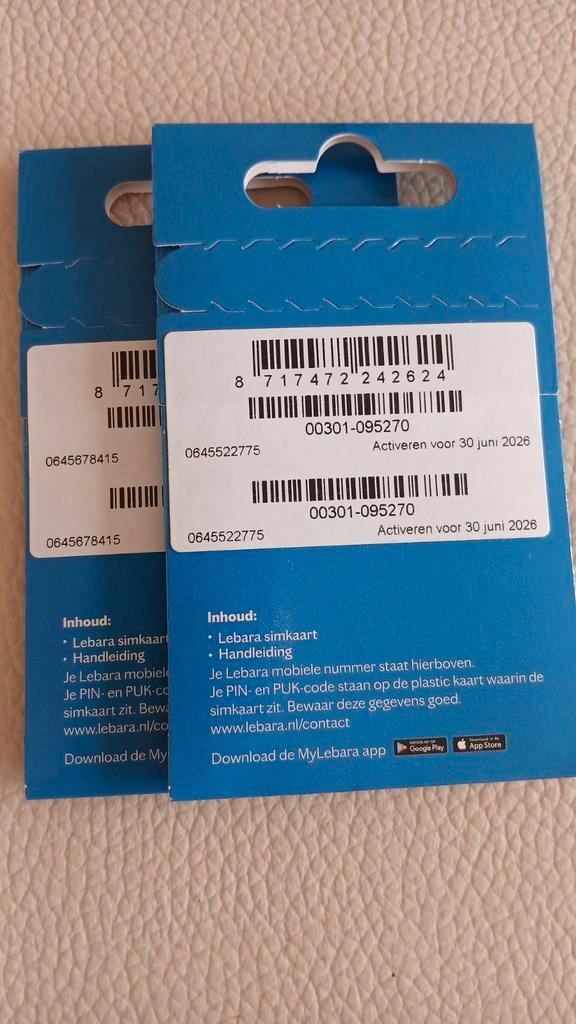 2 MOOI NUMMERS LEBARA PREPAID SIMKAART SAMEN SET, Telecommunicatie, Prepaidkaarten en Simkaarten, Nieuw, Simkaart, Overige providers