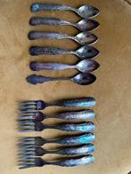 Te koop: 6 zilveren vorkjes en 5 zilveren theelepeltjes, Antiek en Kunst, Antiek | Bestek, Ophalen of Verzenden