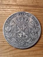 Belgie 5 francs 1874 zilver, Ophalen of Verzenden, België, Zilver
