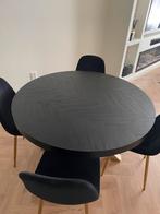 Mooie ronde eettafel Black Bone Edition (zwarte visgraat), 100 tot 150 cm, Rond, Ophalen of Verzenden, Zo goed als nieuw