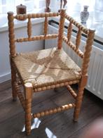 Hoekstoel met rieten zitting, Huis en Inrichting, Stoelen, Ophalen, Riet of Rotan, Gebruikt, Bruin