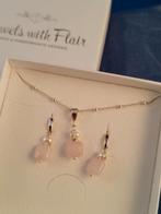 Jewels with Flair zilveren sieradenset ketting en oorhangers, Nieuw, Ophalen of Verzenden, Met edelsteen, Zilver