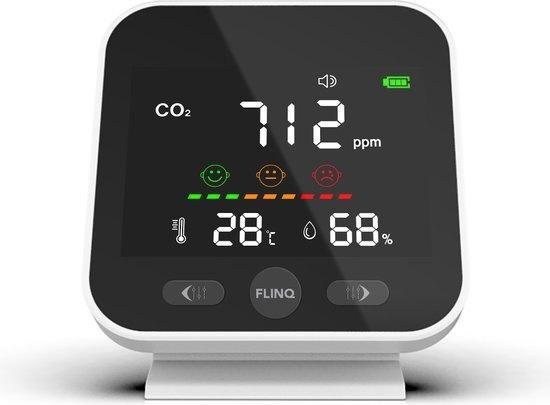 FlinQ CO2 Meter - Luchtkwaliteitmeter - CO2 Meter Binnen, Doe-het-zelf en Verbouw, Meetapparatuur, Zo goed als nieuw, Overige meters