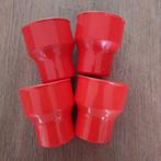 4 stuks Mepal Holland vintage camping camper bekers rood-ora, Ophalen of Verzenden, Zo goed als nieuw, Overige materialen, Overige stijlen