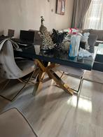 Visgraat eettafel bonito met glasplaat, Ophalen, 200 cm of meer, 50 tot 100 cm, Zo goed als nieuw