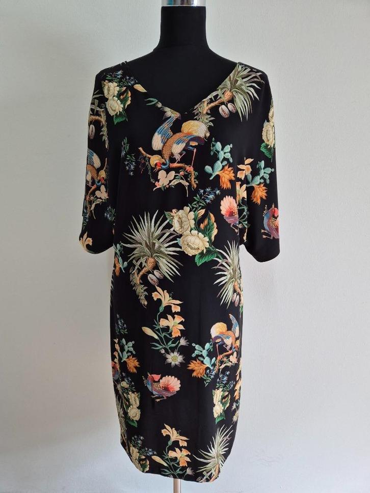 J472 - Steps jurk met Chineesachtige print mt 42 (1), Kleding | Dames, Jurken, Zo goed als nieuw, Maat 42/44 (L), Onder de knie