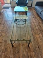 Glazen salon tafel + bijpassend tafeltje, Huis en Inrichting, Tafels | Salontafels, Ophalen, 50 tot 100 cm, 50 tot 100 cm, Zo goed als nieuw