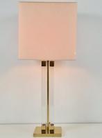 Vintage plexiglas tafellamp eclectic messing lucite brass 70, N, Ophalen of Verzenden, N, N