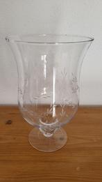 Windlicht / vaas glas gegraveerd, h 22,5 cm, Ophalen