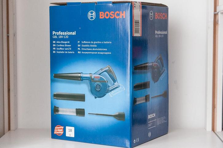 Bosch blauw GBL 18V-120 18v accu blazer bladblazer solo, Tuin en Terras, Bladblazers, Nieuw, Handgedragen, Accu, Ophalen of Verzenden