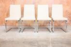 ZGAN! 4 gebroken witte leren Rolf Benz 620 design stoelen
