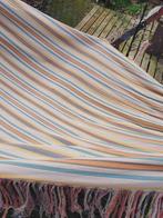 Hangmat beige met pastel gekleurde strepen en franje 325/134, Tuin en Terras, Overige Tuin en Terras, Ophalen of Verzenden, Hangmatten