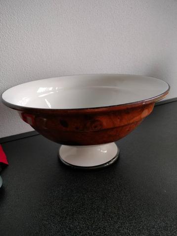Italie Schaal Keramiek Wit Bruin Mokka Choco Tint 1980 beschikbaar voor biedingen
