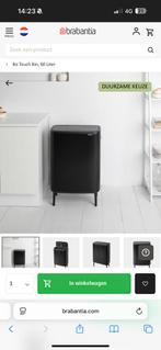 Nieuw in doos! 60 liter Brabantia Bo Touch Bin Matt zwart, Huis en Inrichting, Woonaccessoires | Prullenbakken, Ophalen, Overige materialen