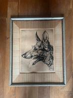 Ets van Duitse Herder Hondenkunstwerk Ingelijst, Antiek en Kunst, Kunst | Etsen en Gravures, Ophalen of Verzenden