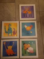 Set van 5 ingelijste kinderprenten, Minder dan 50 cm, Ophalen of Verzenden, Zo goed als nieuw, Minder dan 50 cm