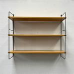 Vintage wandrek zwart draadstaal, 3x houten plank, Gebruikt, Onbekend, Ophalen of Verzenden, Onbekend