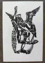 Exlibris R.E. Hanrath (Jan Dik, 1968) (naakt, man, vogel), Antiek en Kunst, Ophalen of Verzenden